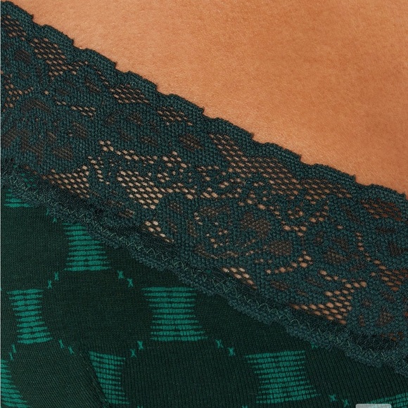 Savage X Fenty Green Glo X Link Cotton Bralette Mid-Rise Thong & High-Leg Bikini - Picture 8 of 16